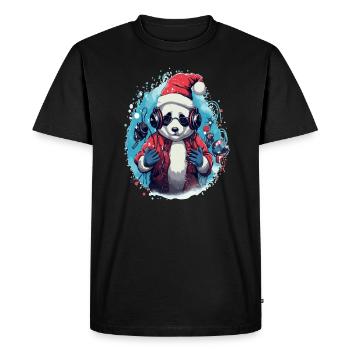 Christmas DJ Panda Winter Techno Rave - Men's Premium Organic T-Shirt - black - Front - Nico (187cm)