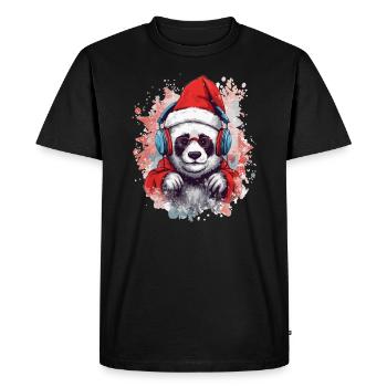 Panda Dj Techno Winter Festival Christmas Rave - Men's Premium Organic T-Shirt - black - Front - Nico (187cm)