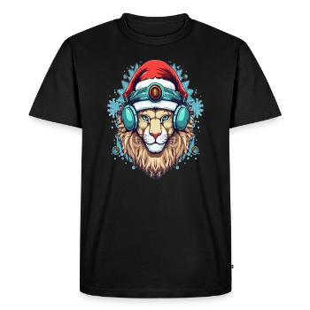 Christmas Party Lion Winter EDM Festival Rave - Men's Premium Organic T-Shirt - black - Front - Nico (187cm)