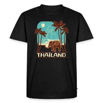 Voyage routard en Thaïlande Éléphant thaïlandais - T-shirt Premium bio Homme - noir - Devant - Nico (187cm)