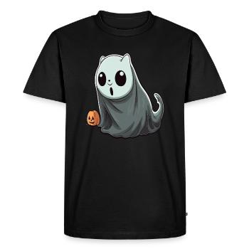 Saison de citrouille Spooky Cat Ghost Costume Halloween - T-shirt Premium bio Homme - noir - Devant - Nico (187cm)