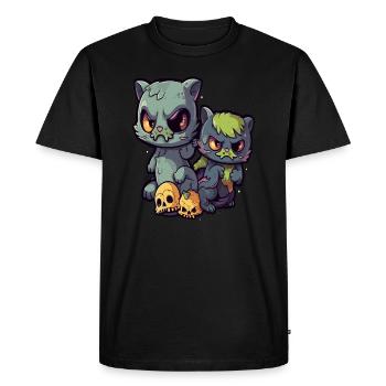 Fête d'Halloween pour les amateurs de films d'horreur de chats zombies - T-shirt Premium bio Homme - noir - Devant - Nico (187cm)