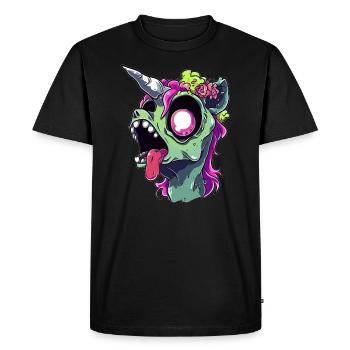 Amateur de musique lourde Zombie Licorne Fête d'Halloween - T-shirt Premium bio Homme - noir - Devant - Nico (187cm)