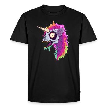 Amateur de musique lourde Zombie Licorne Heavy Metal - T-shirt Premium bio Homme - noir - Devant - Nico (187cm)