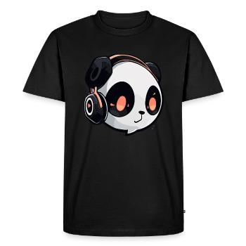 Festival EDM Panda DJ Fête d'Halloween - T-shirt Premium bio Homme - noir - Devant - Nico (187cm)