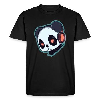 Cute Halloween Panda DJ Techno Rave DJ - Men's Premium Organic T-Shirt - black - Front - Nico (187cm)