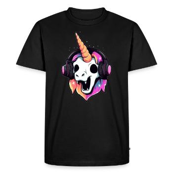 Déguisement DJ licorne Halloween Fête d'Halloween - T-shirt Premium bio Homme - noir - Devant - Nico (187cm)
