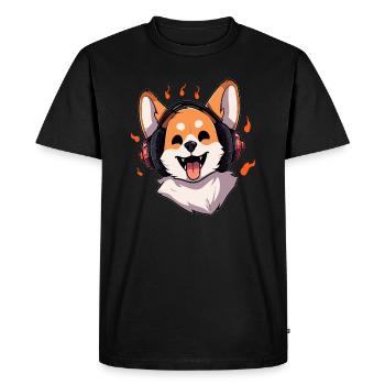 Amoureux des chiens Happy Corgi Dj EDM Festival Raver - T-shirt Premium bio Homme - noir - Devant - Nico (187cm)