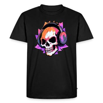 Halloween Rave DJ Crâne effrayant DJ de fête d'Halloween - T-shirt Premium bio Homme - noir - Devant - Nico (187cm)
