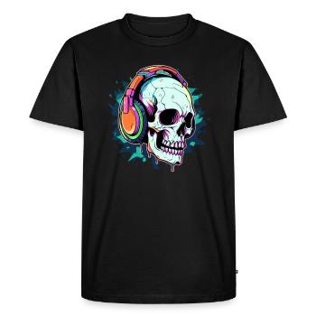 Music Lover Halloween Drum and Bass Dj Skull - Men's Premium Organic T-Shirt - black - Front - Nico (187cm)