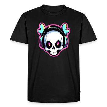 Costume de crâne de DJ du festival EDM, Rave d'Halloween - T-shirt Premium bio Homme - noir - Devant - Nico (187cm)