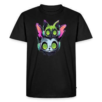 Techno Rave DJ Zombie Cat Fête d'Halloween DJ Raver - T-shirt Premium bio Homme - noir - Devant - Nico (187cm)