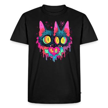 Halloween Zombie Costume Trippy Cat Art Matching - Men's Premium Organic T-Shirt - black - Front - Nico (187cm)