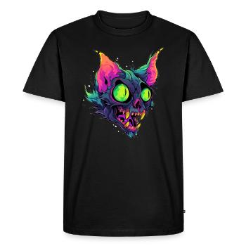 Trippy Zombie Cat Halloween Costume Zombie EDM - T-shirt Premium bio Homme - noir - Devant - Nico (187cm)