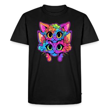 Trippy Psychedelic Art Cat Psychedelic Festival - T-shirt Premium bio Homme - noir - Devant - Nico (187cm)