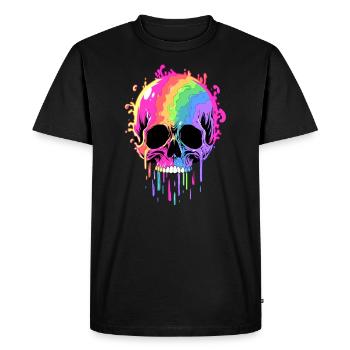 Death Metal Lover Rainbow Skull Heavy Metal - Men's Premium Organic T-Shirt - black - Front - Nico (187cm)