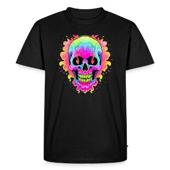 Trippy Skull Art Rainbow Skull Heavy Metal Concert - T-shirt Premium bio Homme - noir - Devant - Nico (187cm)