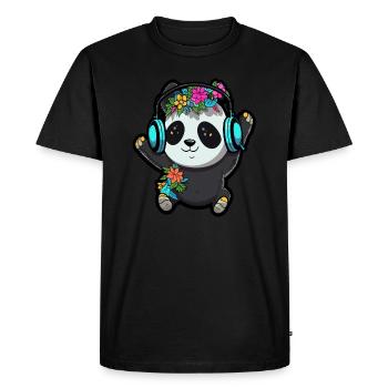 Party DJ Panda Cute EDM Festival - Men's Premium Organic T-Shirt - black - Front - Nico (187cm)