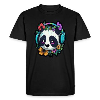 Cute Flora Panda DJ EDM Festival Rave - Men's Premium Organic T-Shirt - black - Front - Nico (187cm)