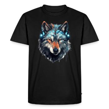 Arty Wolf EDM Festival DJ Rave - T-shirt Premium bio Homme - noir - Devant - Nico (187cm)