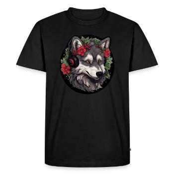 EDM Noël Wolf DJ Musique électronique Hiver - T-shirt Premium bio Homme - noir - Devant - Nico (187cm)