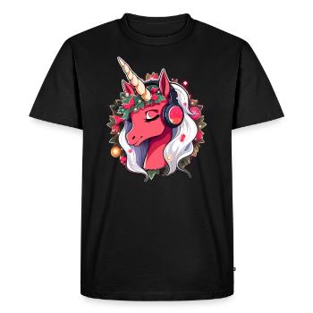 Christmas Party Unicorn DJ New Year Rave - T-shirt Premium bio Homme - noir - Devant - Nico (187cm)