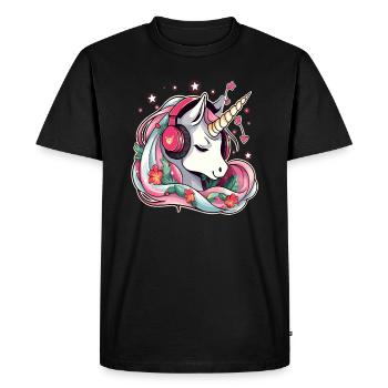 Techno Christmas Party Unicorn DJ New Year’s Rave - T-shirt Premium bio Homme - noir - Devant - Nico (187cm)