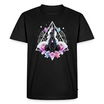 Méditation spirituelle Licorne Géométrie Sacrée - T-shirt Premium bio Homme - noir - Devant - Nico (187cm)