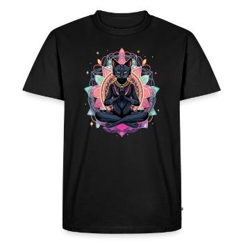 Yoga spirituel chat méditation géometr sacré - T-shirt Premium bio Homme - noir - Devant - Nico (187cm)