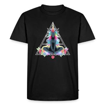 Professeur de yoga Méditation spirituelle de la licorne - T-shirt Premium bio Homme - noir - Devant - Nico (187cm)