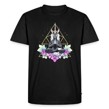 Flora, Sacred Geometry, Unicorn, Spiritual - Men's Premium Organic T-Shirt - black - Front - Nico (187cm)