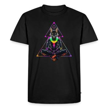 Symboles de la géométrie sacrée Égypte spirituelle Loup - T-shirt Premium bio Homme - noir - Devant - Nico (187cm)
