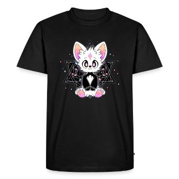 Spiritual Symbols Anime Fox Sacred Geometry - Men's Premium Organic T-Shirt - black - Front - Nico (187cm)