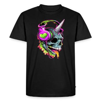 Raver Zombie Licorne EDM Fête - T-shirt Premium bio Homme - noir - Devant - Nico (187cm)