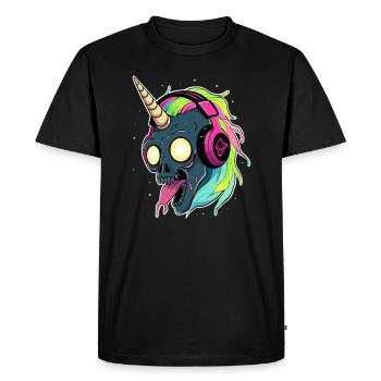 Rainbow Rave Unicorn DJ EDM Festival - Men's Premium Organic T-Shirt - black - Front - Nico (187cm)
