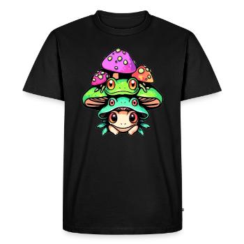 Cute Trippy Frog Psychedelic Art EDM - Men's Premium Organic T-Shirt - black - Front - Nico (187cm)