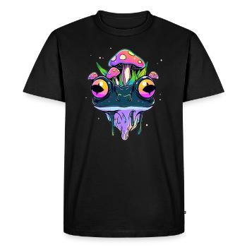 Psychedelic Art EDM Festival Trippy Rave - Men's Premium Organic T-Shirt - black - Front - Nico (187cm)