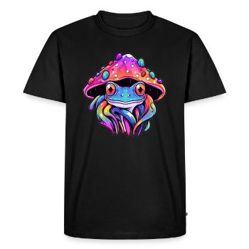 Trippy EDM Rave Frog Psychedelic Festival - Men's Premium Organic T-Shirt - black - Front - Nico (187cm)