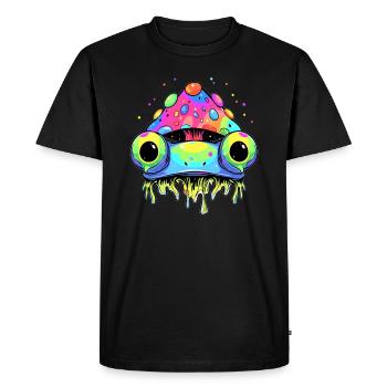 Psychédélique EDM Rave Arty Frog Trippy - T-shirt Premium bio Homme - noir - Devant - Nico (187cm)
