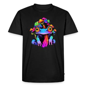 Trippy Psychedelic Mushroom Art EDM Rave - Men's Premium Organic T-Shirt - black - Front - Nico (187cm)