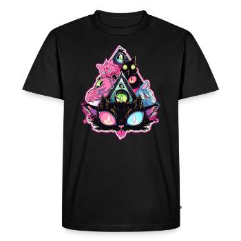 Sacred Geometry EDM Festival Trippy Cat - Men's Premium Organic T-Shirt - black - Front - Nico (187cm)