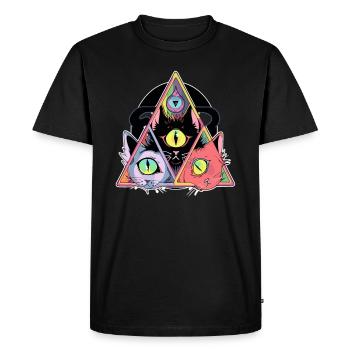 Psychedelic Trippy Cat Art Sacred Geometry - Men's Premium Organic T-Shirt - black - Front - Nico (187cm)