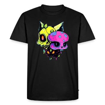 EDM Party Zombie Cat Psychédélique EDM Rave - T-shirt Premium bio Homme - noir - Devant - Nico (187cm)