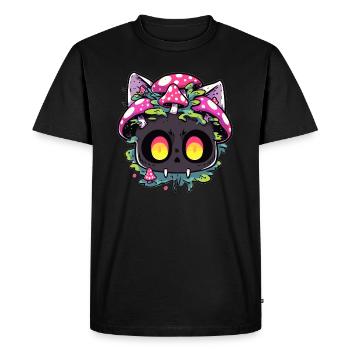 Electronic Music Lover Trippy Zombie Cat Rave - Men's Premium Organic T-Shirt - black - Front - Nico (187cm)