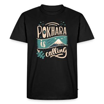 Mountain Lover Retro Pokhara Nepal - Men's Premium Organic T-Shirt - black - Front - Nico (187cm)