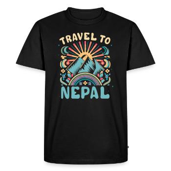 Travel to Kathmandu Annapurna Retro Nepal - Men's Premium Organic T-Shirt - black - Front - Nico (187cm)