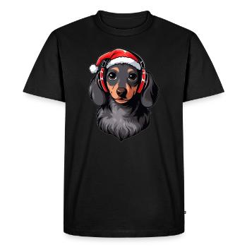Animal Lover Christmas Dachshund - Men's Premium Organic T-Shirt - black - Front - Nico (187cm)