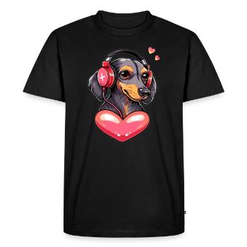 EDM Rave Teckel DJ Dackel Chien - T-shirt Premium bio Homme - noir - Devant - Nico (187cm)