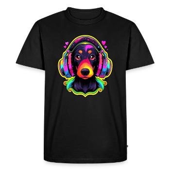Music Lover Cute Dachshund Dog DJ Dachshund - Men's Premium Organic T-Shirt - black - Front - Nico (187cm)