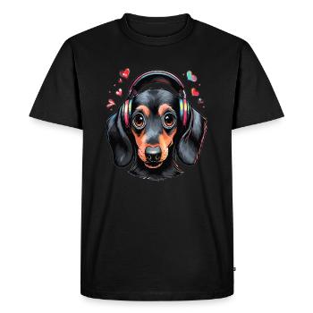 Christmas Dackel Dachshund Lover EDM - Men's Premium Organic T-Shirt - black - Front - Nico (187cm)